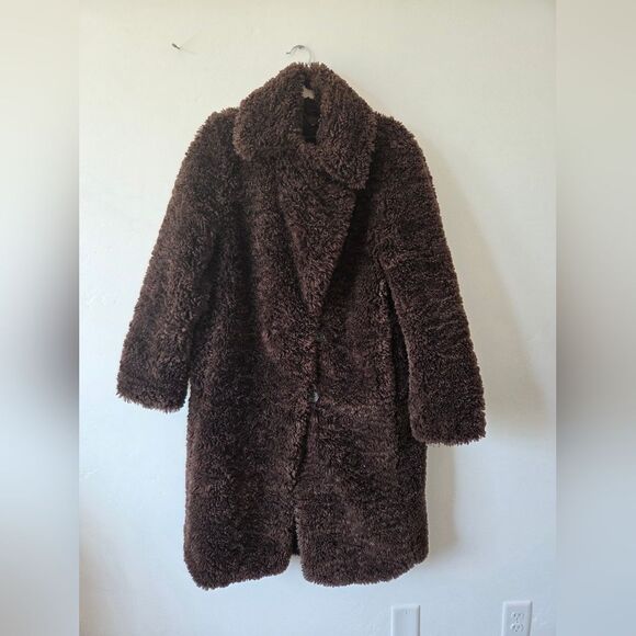 Banana Republic Sherpa Car Coat Brown MobWife Chic Vintage Retro New Money M - Picture 5 of 8